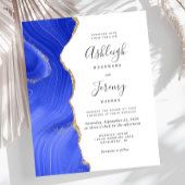 Budget Royal Blue Gold Agate Wedding Uitnodiging