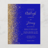 Budget Royal Blue Gold Glitter QR Code Huwelijk (Voorkant)