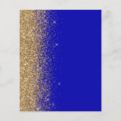 Budget Royal Blue Gold Glitter Trouwmenu (Achterkant)