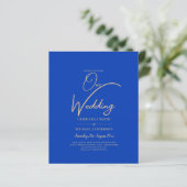 Budget Royal Blue Monochrome Wedding INVITE (Staand voorkant)