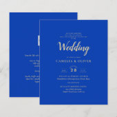 Budget Royal Blue Monochrome Wedding INVITE (Voorkant / Achterkant)