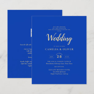 Budget Royal Blue Monochrome Wedding INVITE