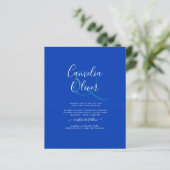 Budget Royal Blue Monochrome Wedding INVITE (Staand voorkant)