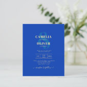 Budget Royal Blue Monochrome Wedding INVITE (Staand voorkant)