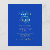 Budget Royal Blue Monochrome Wedding INVITE (Voorkant)