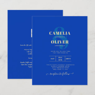 Budget Royal Blue Monochrome Wedding INVITE