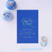 Budget Royal Blue Monochrome Wedding INVITE Flyer (Enkel)