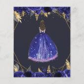 Budget Royal Blue Princess Sweet 16 Uitnodiging (Achterkant)