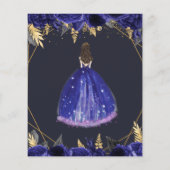 Budget Royal Blue Princess Sweet 16 Uitnodiging (Achterkant)