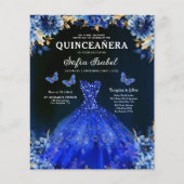 Budget Royal Blue QR Code Princess Quinceanera Flyer (Voorkant)