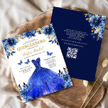 Budget Royal Blue QR Code Princess Quinceanera Flyer<br><div class="desc">Vier uw speciale dag met de Floral Royal Blue Butterfly Princess Quinceañera Uitnodiging. Met een prachtige koningsblauwe achtergrond versierd met delicate bloemaccenten en betoverende vlinders, vangt dit elegante ontwerp de schoonheid en gratie van een quinceañera. Perfect voor een prinsessenfeest, de uitnodiging combineert tijdloze charme met een moderne touch. Nodig uw...</div>