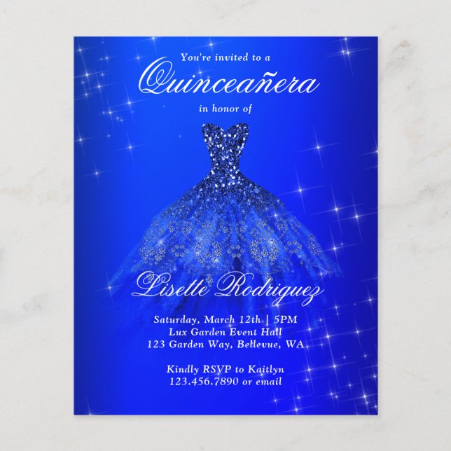 Budget Royal Blue Quinceanera (Voorkant)