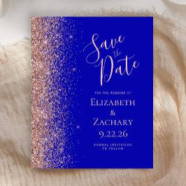Budget Royal Blue Roos Gold Glitter Save the Date