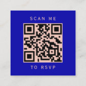 Budget Royal Blue Roos Gold Wedding QR Code RSVP Informatiekaartje (Achterkant)