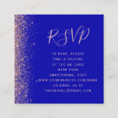 Budget Royal Blue Roos Gold Wedding QR Code RSVP Informatiekaartje (Voorkant)