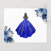 Budget Royal Blue Save the Date Quinceanera Flyer (Achterkant)