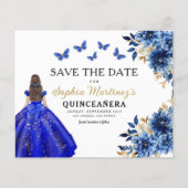 Budget Royal Blue Save the Date Quinceanera Flyer (Voorkant)