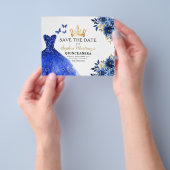 Budget Royal Blue Save the Date Quinceanera Flyer (Hand)