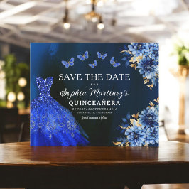 Budget Royal Blue Save the Date Quinceanera Flyer