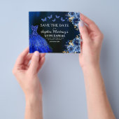 Budget Royal Blue Save the Date Quinceanera Flyer (Hand)