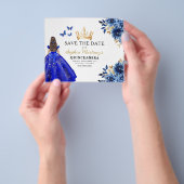 Budget Royal Blue Save the Date Quinceanera Flyer (Hand)