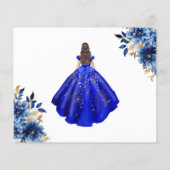 Budget Royal Blue Save the Date Quinceanera Flyer (Achterkant)