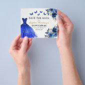 Budget Royal Blue Save the Date Quinceanera Flyer (Hand)