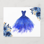 Budget Royal Blue Save the Date Quinceanera Flyer (Achterkant)