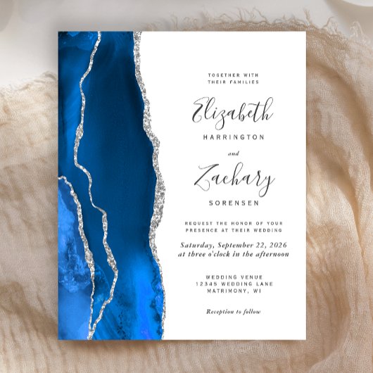 Budget Royal Blue Silver Agate Wedding