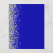 Budget Royal Blue Silver Glitter Edge Wedding Menu (Achterkant)