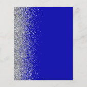 Budget Royal Blue Silver Glitter Wedding Invite (Achterkant)