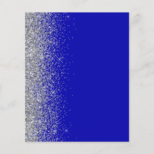 Budget Royal Blue Silver Glitter Wedding Invite (Achterkant)