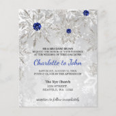 Budget Royal Blue Snowflakes Wedding-uitnodiging (Voorkant)