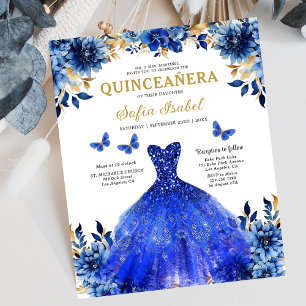 Budget Royal Blue Tweetalige Spaanse Quinceanera