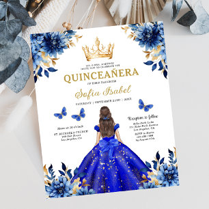 Budget Royal Blue Tweetalige Spaanse Quinceanera