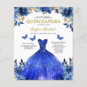Budget Royal Blue Tweetalige Spaanse Quinceanera Flyer (Voorkant)