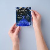 Budget Royal Blue Tweetalige Spaanse Quinceanera Flyer (Hand)