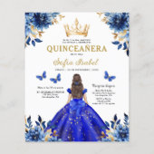 Budget Royal Blue Tweetalige Spaanse Quinceanera Flyer (Achterkant)