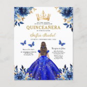 Budget Royal Blue Tweetalige Spaanse Quinceanera Flyer (Voorkant)