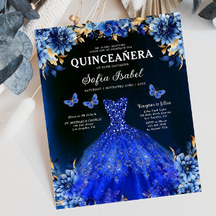 Budget Royal Blue Tweetalige Spaanse Quinceanera Flyer