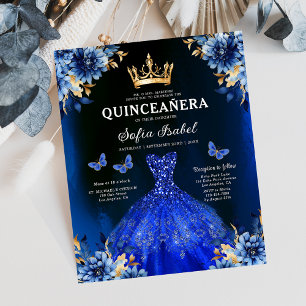Budget Royal Blue Tweetalige Spaanse Quinceanera Flyer