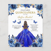 Budget Royal Blue Tweetalige Spaanse Quinceanera Flyer (Achterkant)