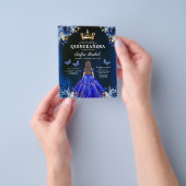 Budget Royal Blue Tweetalige Spaanse Quinceanera Flyer (Hand)