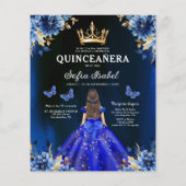 Budget Royal Blue Tweetalige Spaanse Quinceanera Flyer (Achterkant)