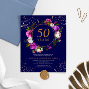 Budget Royal Blue Wedding Jubileum Uitnodiging