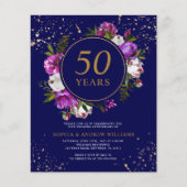 Budget Royal Blue Wedding Jubileum Uitnodiging (Voorkant)