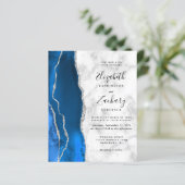 Budget Royal Blue Zilver Agaat Marmer Bruiloft (Staand voorkant)