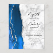 Budget Royal Blue Zilver Agaat Marmer Bruiloft (Voorkant)