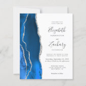 Budget Royal Blue Zilveren Agaat QR Code Huwelijk (Voorkant)