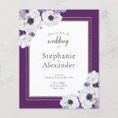 Budget Royal Paars Floral QR Code Invite (Voorkant)